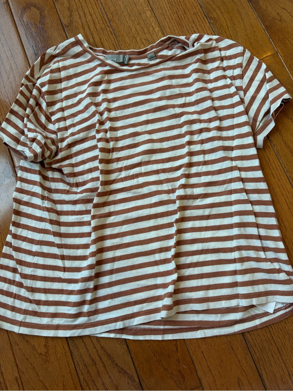 Vince White and Brown Striped T-Shirt